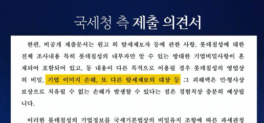 국세청에서 제출한 의견서. [SBS NEWS 보도화면 캡처]